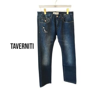 TAVERNITI OG Designer Skinny Jeans | Dark Wash Distressed | 31/34 | Like New